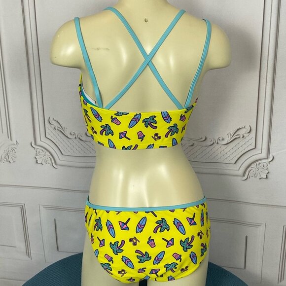Undercurrent Juniors Neon Beach Design Strappy Bikini Size Large New - Picture 6 of 11